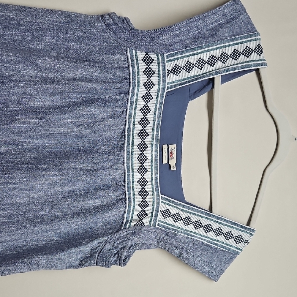 Faherty Organic Cotton Shift Dress Medium Blue Coastal Cottagecore - Picture 3 of 10